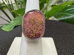 Sterling Silver 925 One of a Kind Dichroic Glass Ring Size 6.5