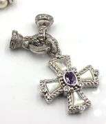 Judith Ripka pearl strand necklace with cross pendant