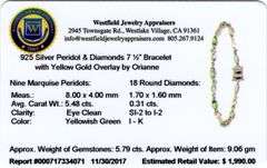Precious 5.48CTW Marquise-Cut Peridot Gemstone & Diamond Bracelet in 14K Yellow Gold Over Sterling S