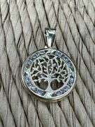 10k Yellow Gold Tree of Life Medallion with Clear CZs Pendant Unique Charm