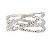 0.50ctw Diamond Triple Row Crossover Ring in 18K