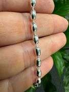 Sterling Silver Italian Oval Ball Bead Chain 4mm 925 Italy Rice Bracelet 8"