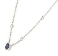 0.85ct Oval Sapphire and 0.60ctw Diamond Bezel Set Station Necklace in 14K