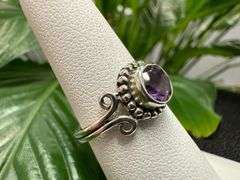 Sterling Silver 925 Natural Gemstone Amethyst Ring Size 7.5