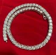 White Gold Plate Huge 61 Cttw Lab Simulated Diamond Tennis Necklace