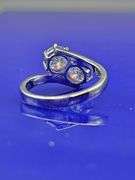 14 K White Gold Plated Twin Solitaires White Ice Blue Lab Simulated Diamond Ring