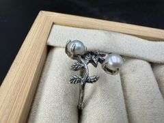 Sterling Silver Simulated Pearl Ring Size 7