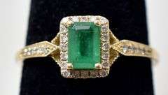 Admirable 10K Yellow Gold Emerald and Diamond Ring