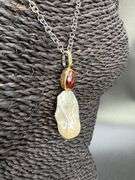 Oxidized Sterling Silver 925 Chain with Baroque Pearl & Garnet Stone 18k Gold Plating Custom Piece
