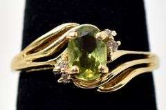 Lavish Peridot and Diamond Ring in 14K Yellow Gold