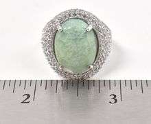 Stunning Massive 10.00CTS Oval Shaped Cabochon-Cut Natural Emerald & Sapphire Ring in Sterling Silve