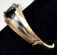 Stunning 10K Yellow Gold Golden Sheen Obsidian and Diamond Ring