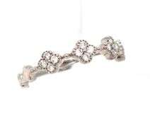 14kt White gold 0.15ctw diamond clover stackable band