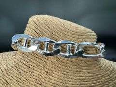 Sterling Silver 13.5mm Figaro Figarucci Chain Mariner Link 925 Italy Bracelet 9"