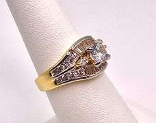 Gorgeous 14 Kt Yellow Gold Plated 4.45 Ctw Lab Simulated Diamond Ring