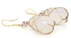 10kt Yellow gold Chrysophase and Amethyst dangle earrings