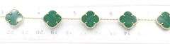 Precious 14K Yellow Gold Malachite Clover Motif Bracelet Inspired by Van Cleef