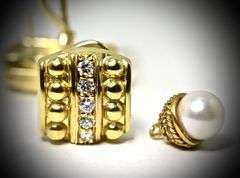 High-End Adaptable 18K Diamond and Pearl Earrings