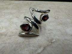 Sterling Silver Natural Gemstone Garnet Ring Size 6