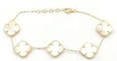 Lovely 14K Yellow Gold 5 Motif Mother of Pearl Bracelet