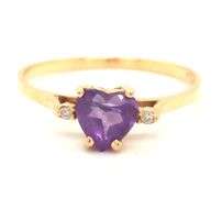 14kt Yellow gold amethyst heart shaped ring