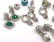 Lot of Judith Ripka 925 sterling silver earrings and charms