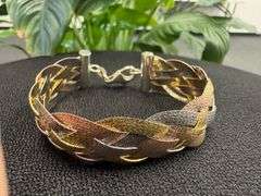 Italian Four Strand Gold Plated Sterling Silver Bracelet in 7"