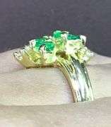 18K Yellow Gold Ladies Ring with Emeralds and CZs