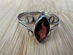 Sterling Silver 925 Genuine Natural Garnet Gemstone Ring Size 6