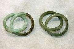 Natural Jadeite Intertwined Rings - Lot of 2
