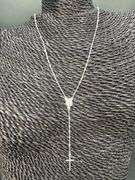 High Polished 925 Sterling Silver 2.5mm Smooth Bead Plain Cross 18" Rosary