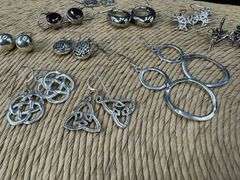 Sterling Silver Earring Assortment Various Sizes & Styles (10 Earring Lot)