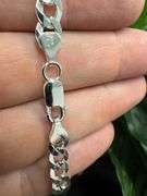 Men's 6.7mm Solid .925 Sterling Silver Flat Curb Chain Link Italy Necklace 22"