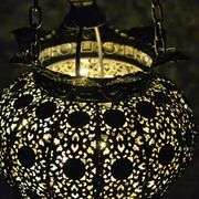 Oriental Metal Hanging Lantern with Antique Silver Finish