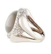 12.99ct Grey Moonstone and 1.20ctw Diamond Multi Row Halo Statement Ring