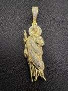 Gold Plated 925 Sterling Silver CZ St Jude Hip Hop Pendant