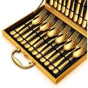30-Piece Gold Stainless Steel Silverware Set