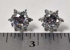 CZ Gemstone Stud Earrings in Sterling Silver