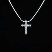 Sparkling 14 Kt White Gold Plated 5.65 Ctw Simulated Diamond Cross Pendant