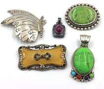 Group lot of 5 Vintage 925 sterling silver signed pendants