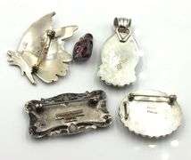 Group lot of 5 Vintage 925 sterling silver signed pendants