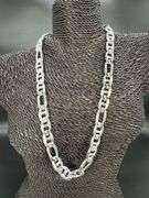 Sterling Silver 13.5mm Figaro Figarucci Chain Mariner Link 925 Italy Necklace 24"