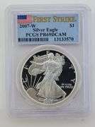 2007 W Proof American Silver Eagle, PCGS PR69 DCAM