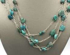 925 Sterling silver turquoise yard chain necklace