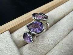 Sterling Silver 925 Natural Gemstone Amethyst Ring Size 7.5