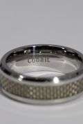 Men's Cobalt Chrome Shiny Grey Carbon Fiber Inlay Wedding Band Ring Size 10.5