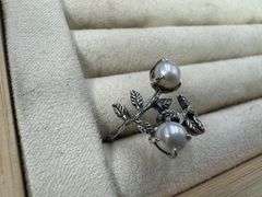 Sterling Silver Simulated Pearl Ring Size 7
