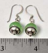 Green Gemstone Beaded Dangle Earrings in Sterling Silver