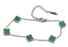 Malachite stainless steel adjustable bracelet