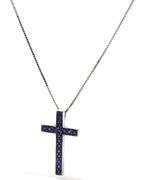 Sweet 18K WG Sapphire Cross on Necklace
